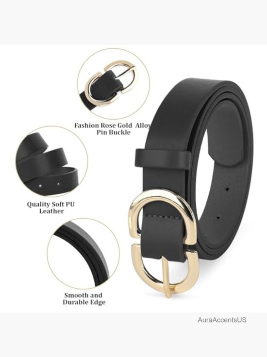 4 Pack Leather Belts for Women with Gold Buckle - Multipack Dress Waist Belt main image 5